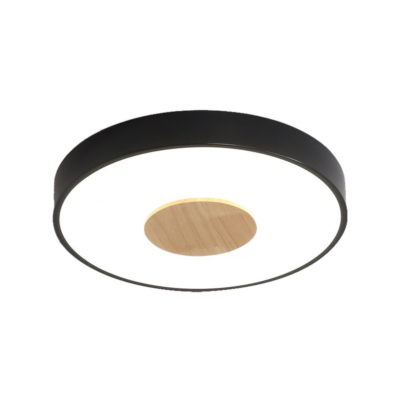 Nordic Iron Round Flush Mount Ceiling Light - 1 Head Pink/Blue/White Lighting Fixture for Bedroom - 12"/16"/19.5" Width
