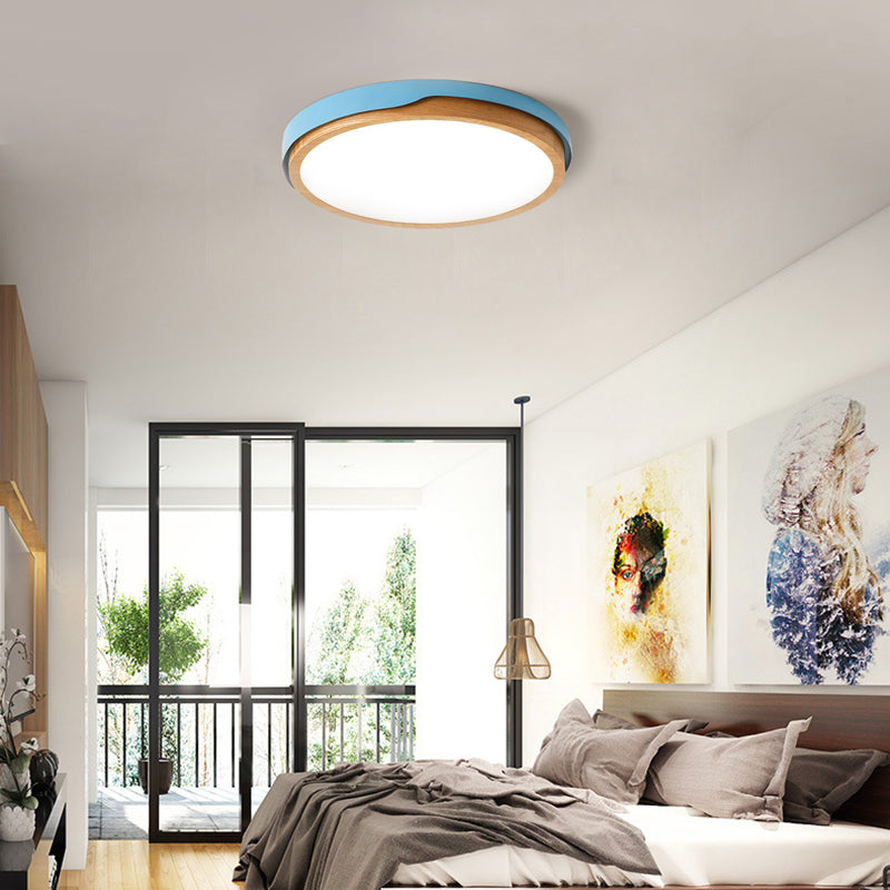 Nordic Style Blue/White Flush Mount Light for Bedroom Ceiling