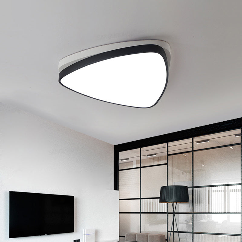 Modern Triangle Ceiling Lights in White and Black - 15"/19"/23" Sizes, Iron and Acrylic Fixture with Warm/White Lighting for the Bedroom