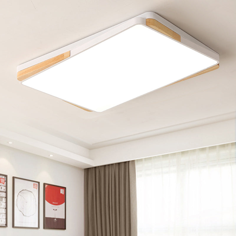 Contemporary Rectangular Acrylic Lighting Fixture - Flush Mount Ceiling Lights for Living Room (16"/19.5"/35.5", Black/White)
