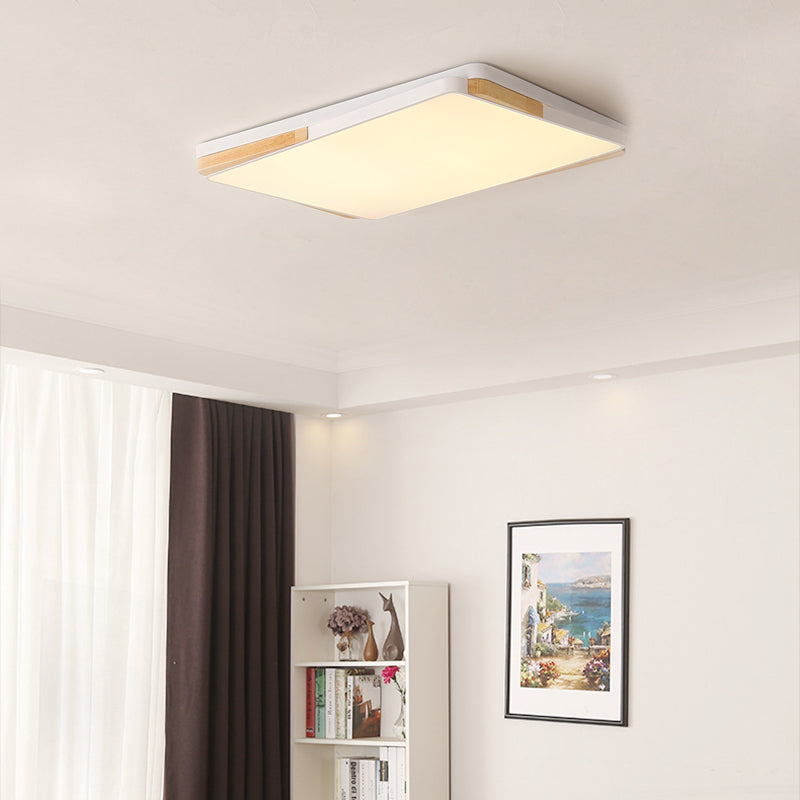 Contemporary Rectangular Acrylic Lighting Fixture - Flush Mount Ceiling Lights for Living Room (16"/19.5"/35.5", Black/White)