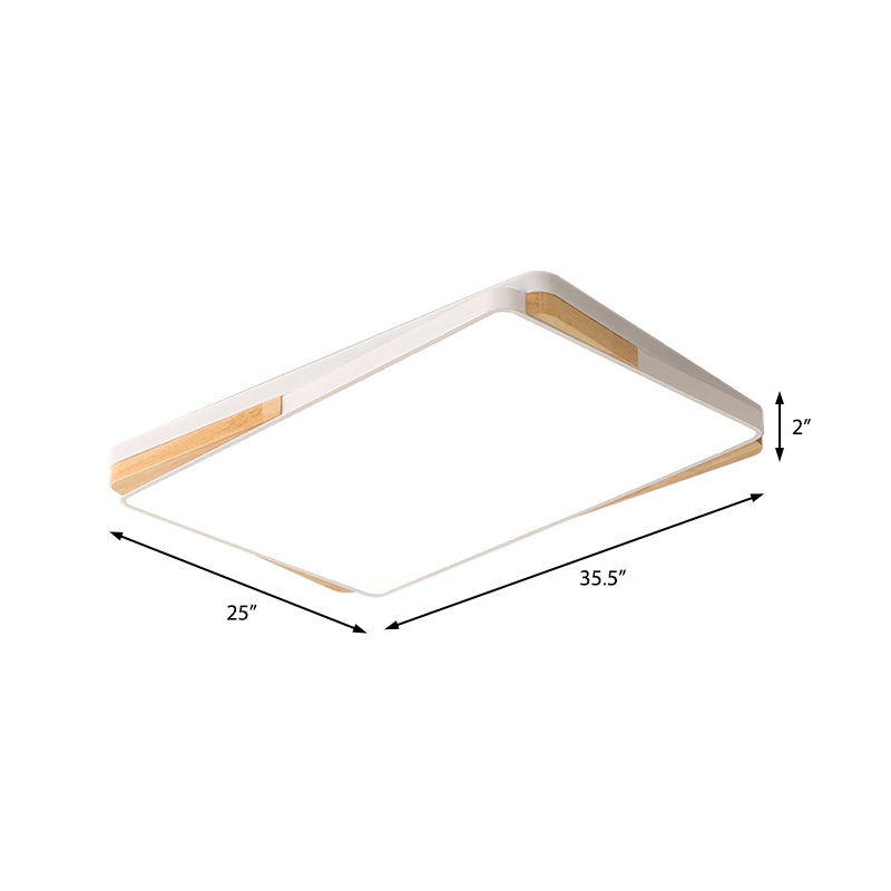 Contemporary Rectangular Acrylic Lighting Fixture - Flush Mount Ceiling Lights for Living Room (16"/19.5"/35.5", Black/White)