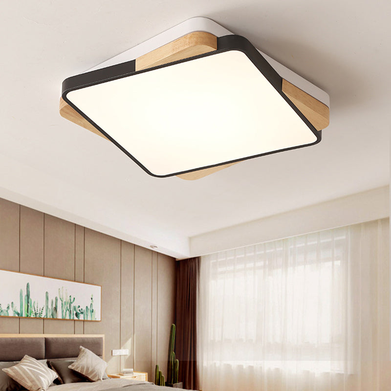 Contemporary Rectangular Acrylic Lighting Fixture - Flush Mount Ceiling Lights for Living Room (16"/19.5"/35.5", Black/White)