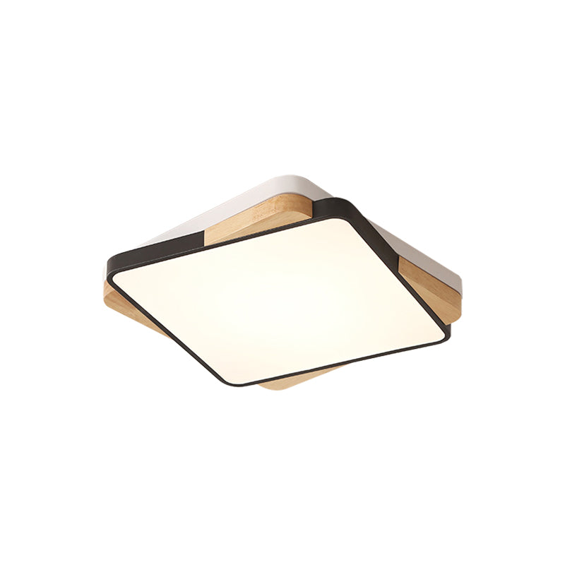 Contemporary Rectangular Acrylic Lighting Fixture - Flush Mount Ceiling Lights for Living Room (16"/19.5"/35.5", Black/White)