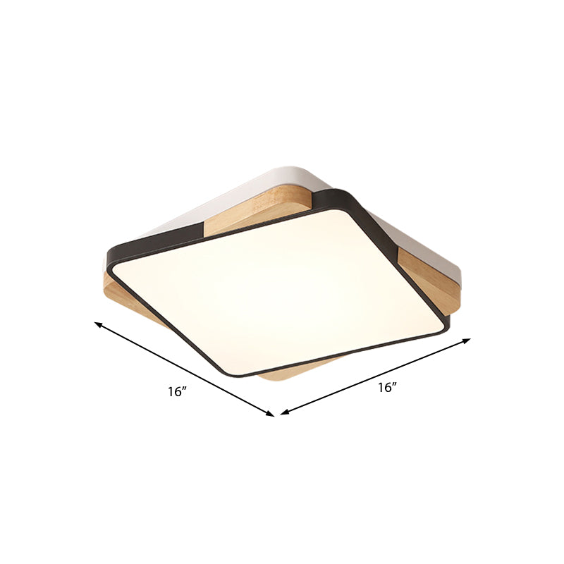 Contemporary Rectangular Acrylic Lighting Fixture - Flush Mount Ceiling Lights for Living Room (16"/19.5"/35.5", Black/White)