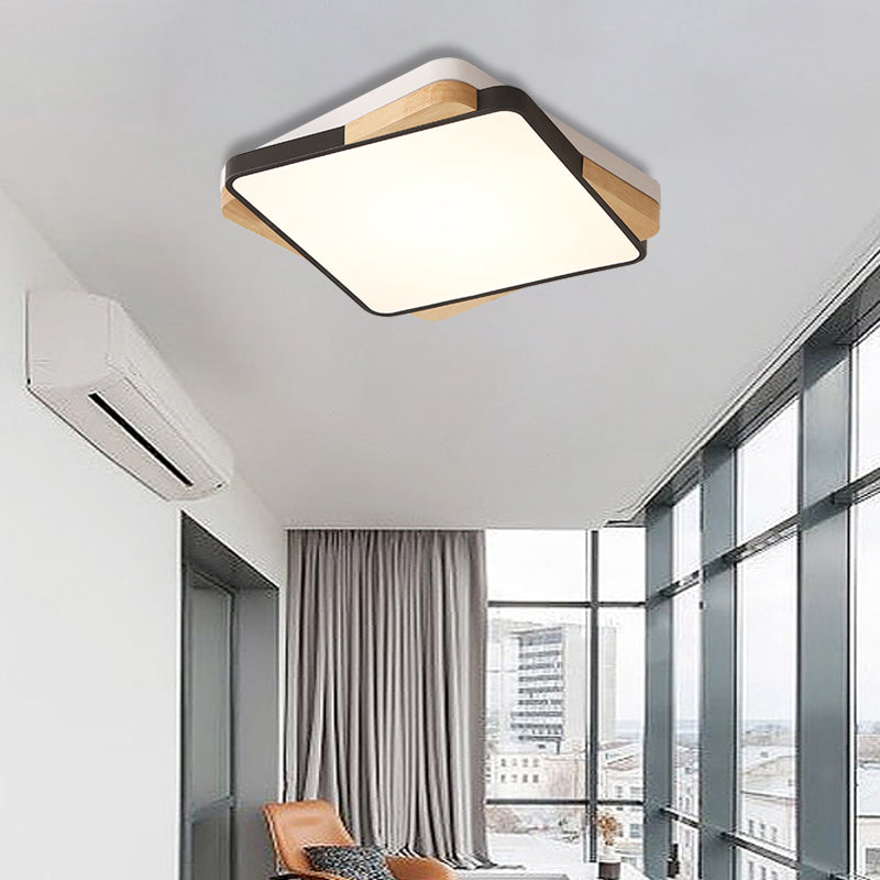 Contemporary Rectangular Acrylic Lighting Fixture - Flush Mount Ceiling Lights for Living Room (16"/19.5"/35.5", Black/White)