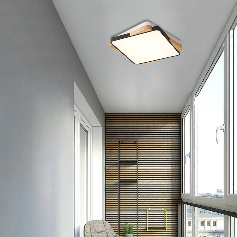 Contemporary Rectangular Acrylic Lighting Fixture - Flush Mount Ceiling Lights for Living Room (16"/19.5"/35.5", Black/White)