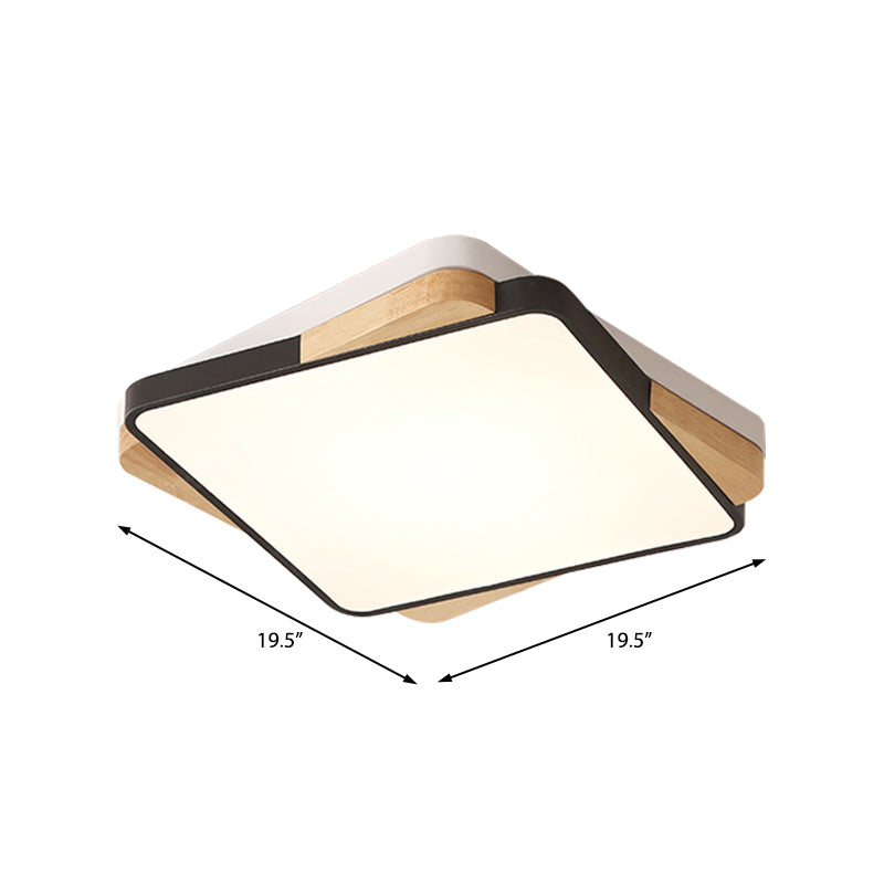 Contemporary Rectangular Acrylic Lighting Fixture - Flush Mount Ceiling Lights for Living Room (16"/19.5"/35.5", Black/White)