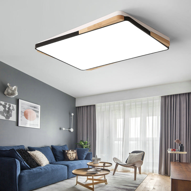 Contemporary Rectangular Acrylic Lighting Fixture - Flush Mount Ceiling Lights for Living Room (16"/19.5"/35.5", Black/White)