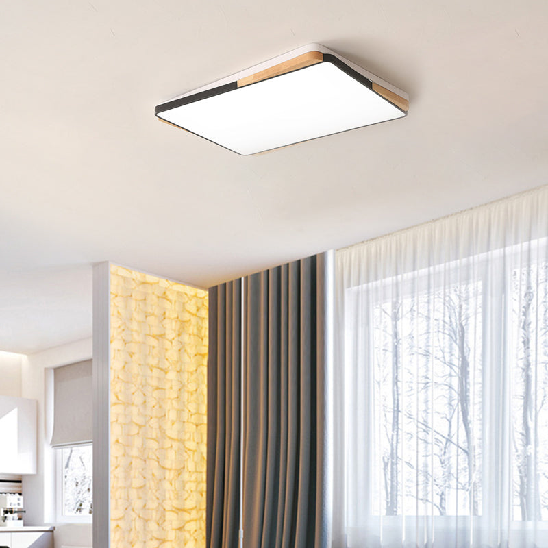 Contemporary Rectangular Acrylic Lighting Fixture - Flush Mount Ceiling Lights for Living Room (16"/19.5"/35.5", Black/White)