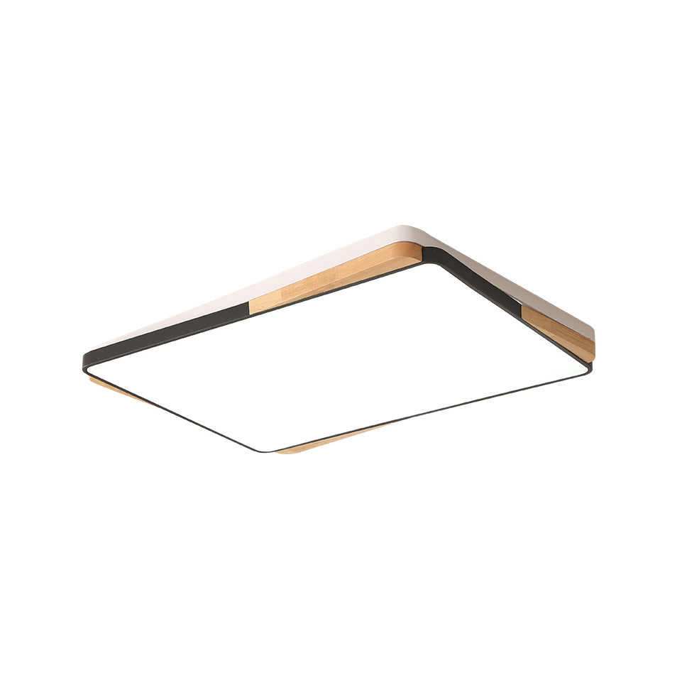 Contemporary Rectangular Acrylic Lighting Fixture - Flush Mount Ceiling Lights for Living Room (16"/19.5"/35.5", Black/White)