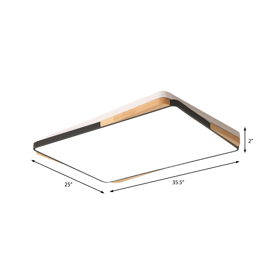 Contemporary Rectangular Acrylic Lighting Fixture - Flush Mount Ceiling Lights for Living Room (16"/19.5"/35.5", Black/White)