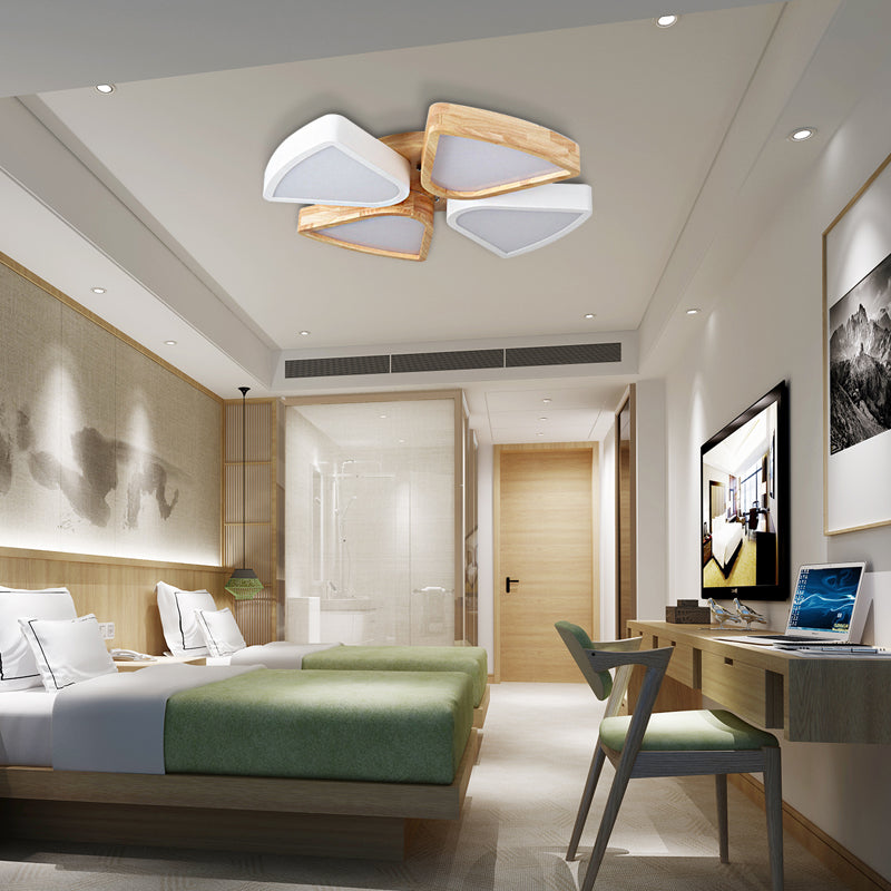 Modern Wood and Iron Flush Mount Ceiling Lights for Living Room - 4/6 Warm/White Lights