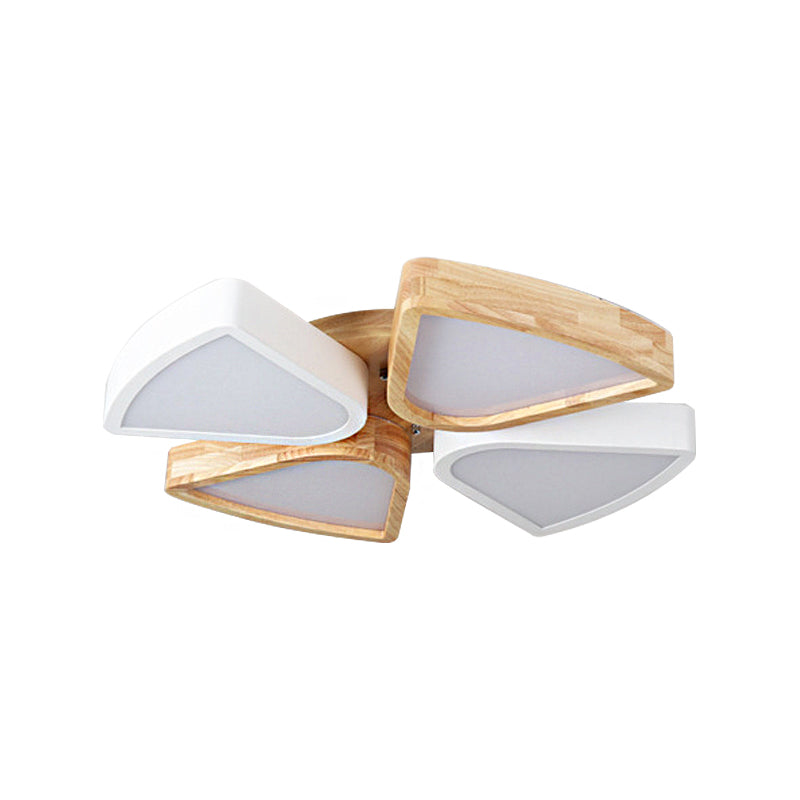 Modern Wood and Iron Flush Mount Ceiling Lights for Living Room - 4/6 Warm/White Lights