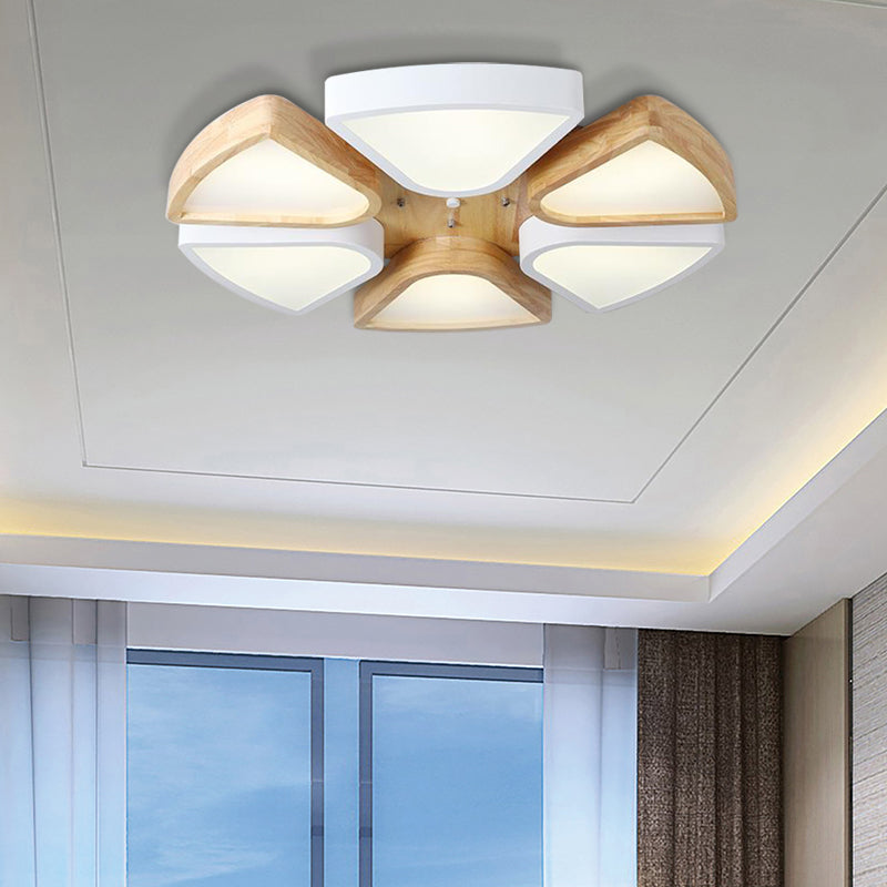Modern Wood and Iron Flush Mount Ceiling Lights for Living Room - 4/6 Warm/White Lights