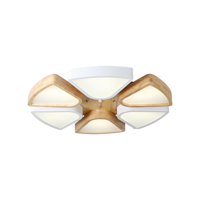 Modern Wood and Iron Flush Mount Ceiling Lights for Living Room - 4/6 Warm/White Lights