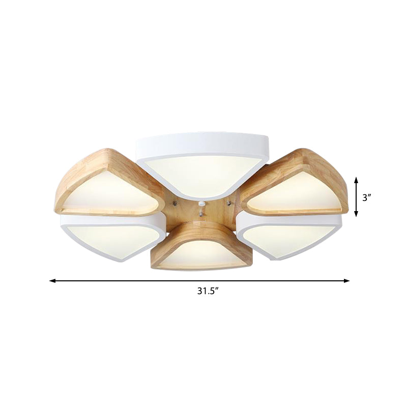 Modern Wood and Iron Flush Mount Ceiling Lights for Living Room - 4/6 Warm/White Lights