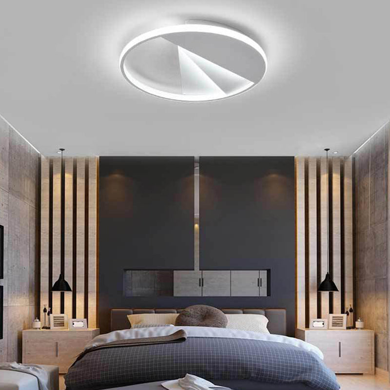 Modern Round Flush Ceiling Lights in Warm/White for Bedroom - 18"/21.5" White Aluminum Acrylic Flush Mount