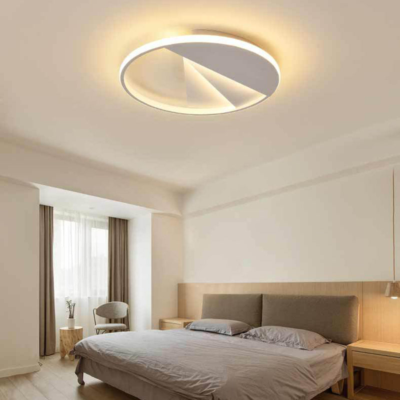 Modern Round Flush Ceiling Lights in Warm/White for Bedroom - 18"/21.5" White Aluminum Acrylic Flush Mount