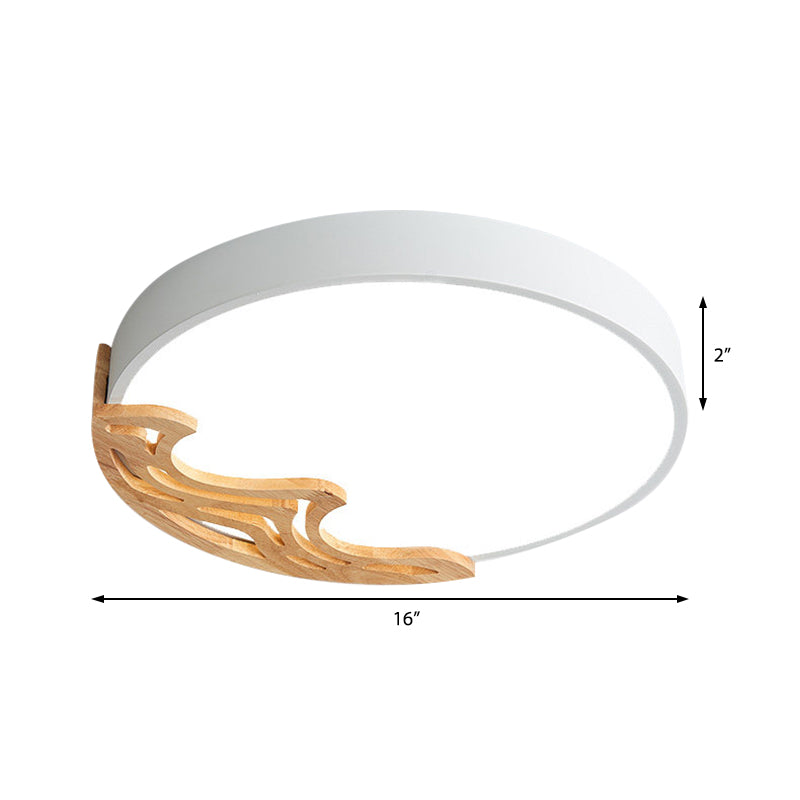Plafonnier LED nordique - Plafonnier rond fin en acrylique avec motif bois ondulé, éclairage blanc/gris/vert, variateur d'intensité à distance