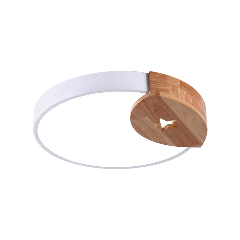 Round Acrylic LED Ceiling Light with Wood Guard - 9"/12"/20" Diameter, Warm/White Light