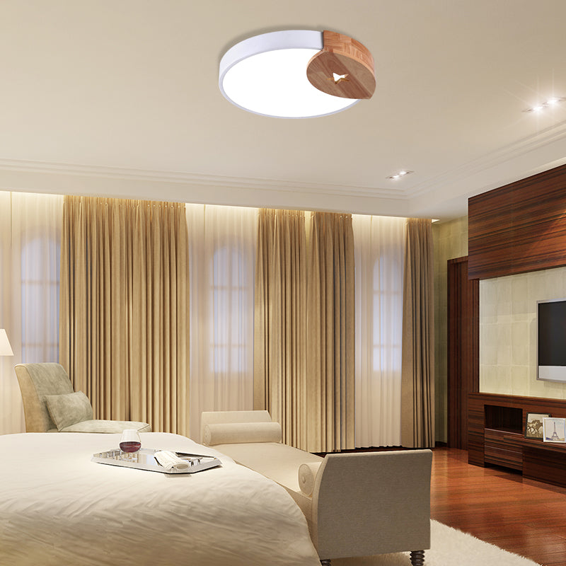 Round Acrylic LED Ceiling Light with Wood Guard - 9"/12"/20" Diameter, Warm/White Light