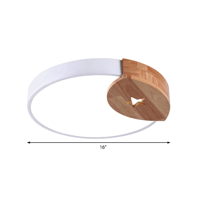 Round Acrylic LED Ceiling Light with Wood Guard - 9"/12"/20" Diameter, Warm/White Light