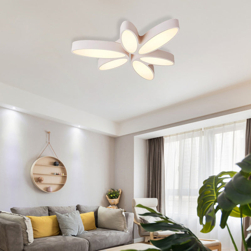 Contemporary Floral Flush Mount Acrylic 6 Light Fixture - 27"/33.5" Flush Light in Warm/White" for Hallway
