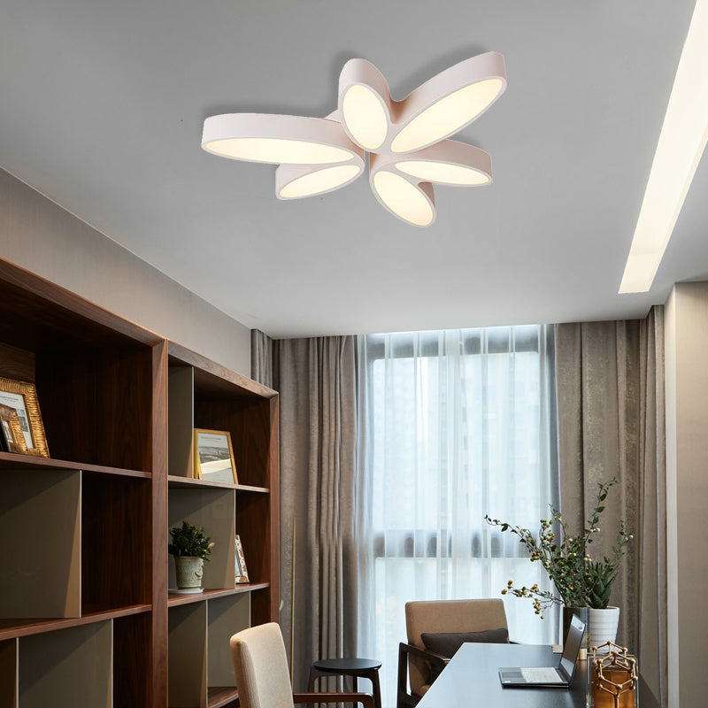 Contemporary Floral Flush Mount Acrylic 6 Light Fixture - 27"/33.5" Flush Light in Warm/White" for Hallway