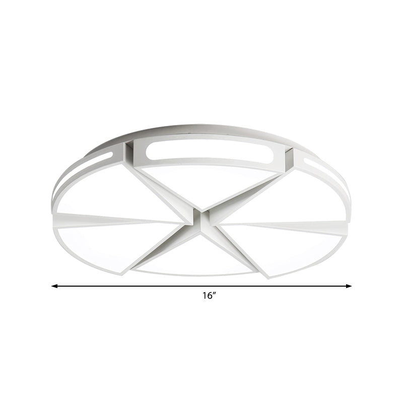 Modern White Round Ceiling Light for Kitchen, Metal Flush Mount - 16"/19.5" Ceiling Lights with Black Accents