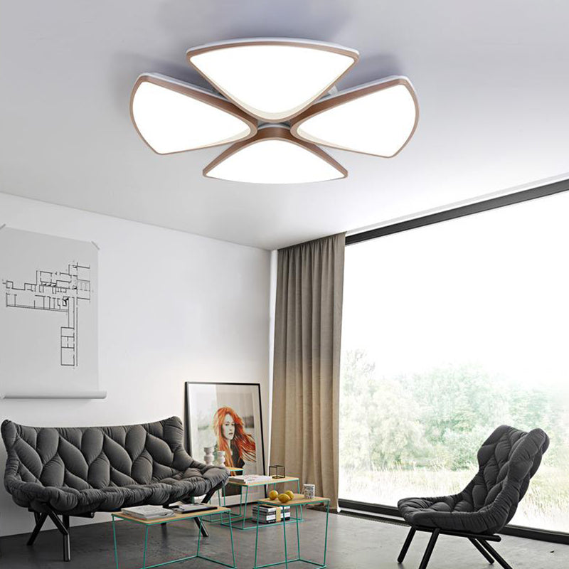 Modern Acrylic Bedroom Ceiling Light Fixture, 3/4/5 Heads in White, with 3 Color Options