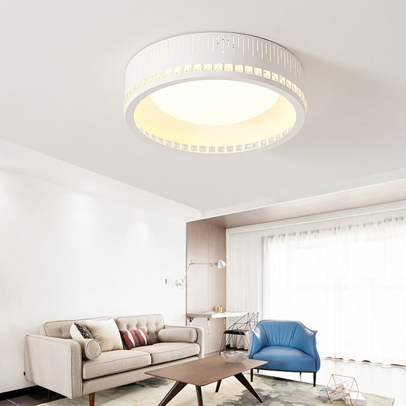 Modern White Round Flush Mount Ceiling Light for Bedroom