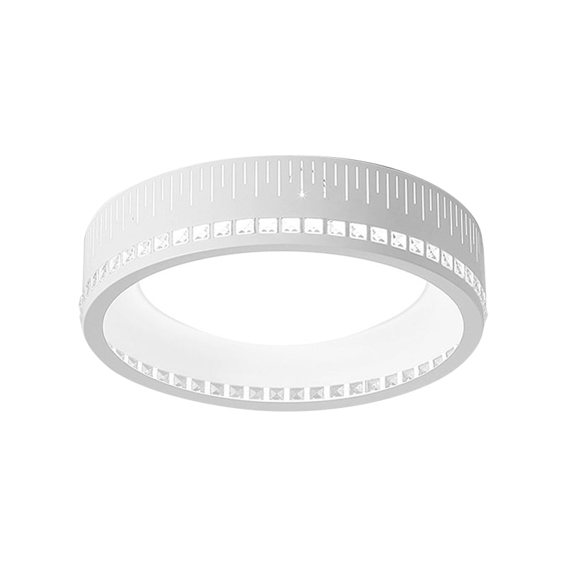 Modern White Round Flush Mount Ceiling Light For Bedroom