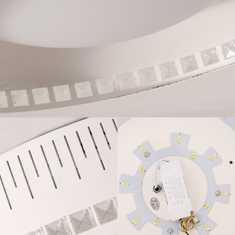 Modern White Round Flush Mount Ceiling Light for Bedroom
