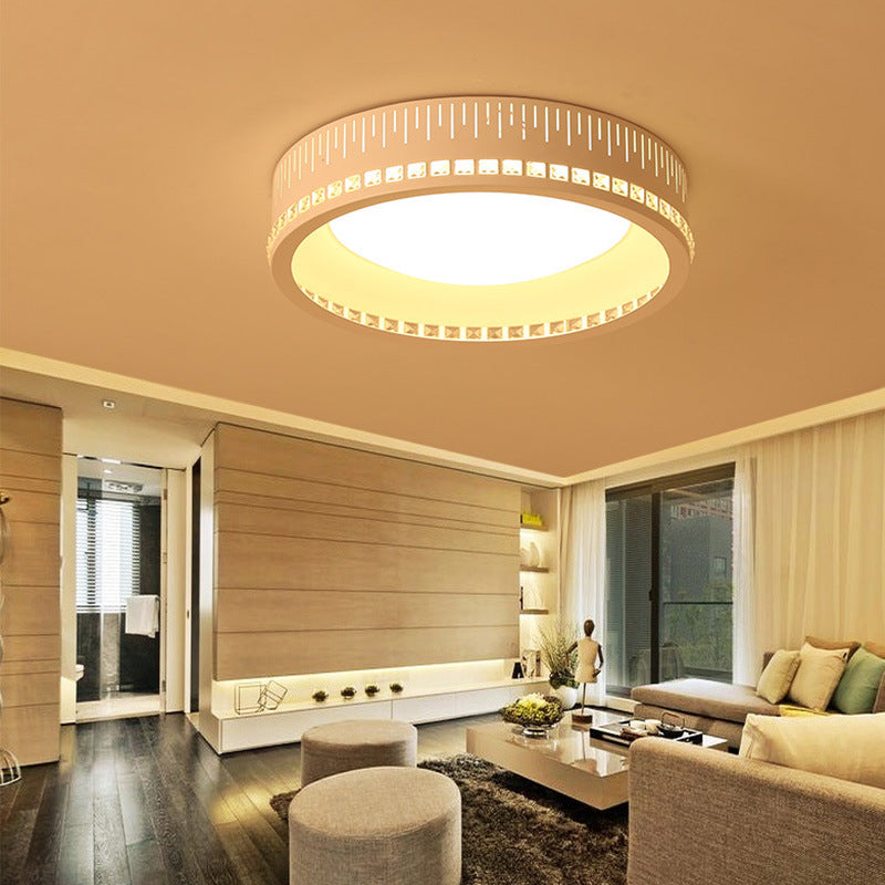 Modern White Round Flush Mount Ceiling Light for Bedroom