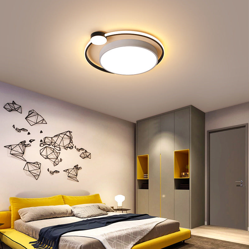 Modern Acrylic Ring Flushmount Ceiling Fixture - 16"/19.5" - 1 Light - White/Black