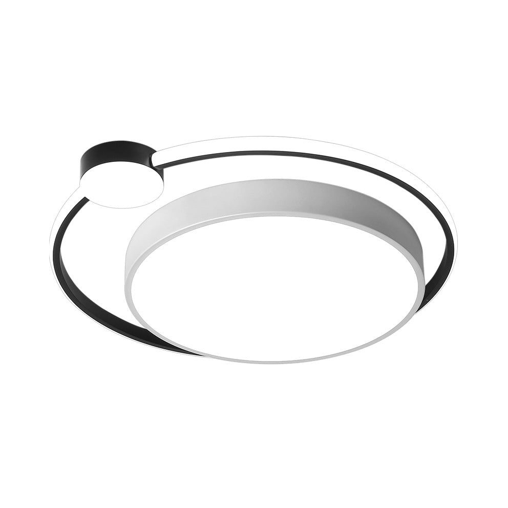 Modern Acrylic Ring Flushmount Ceiling Fixture - 16"/19.5" - 1 Light - White/Black