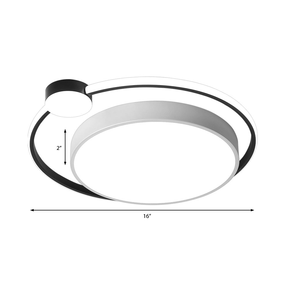 Modern Acrylic Ring Flushmount Ceiling Fixture - 16"/19.5" - 1 Light - White/Black