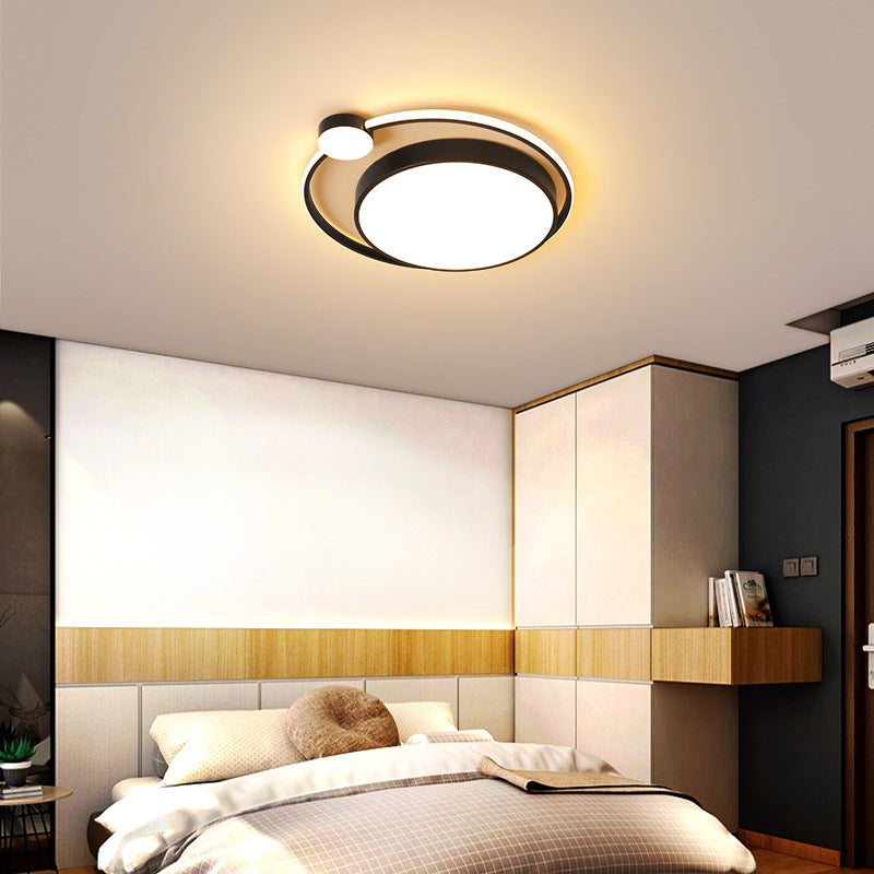 Modern Acrylic Ring Flushmount Ceiling Fixture - 16"/19.5" - 1 Light - White/Black