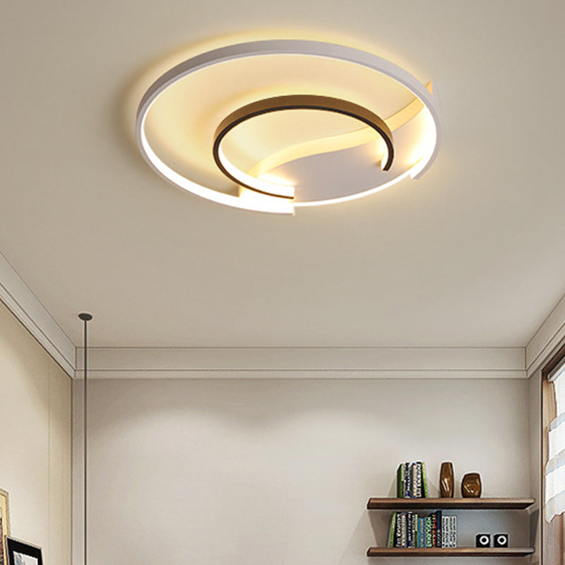 16"/19.5" Double Ring Flushmount Lighting - Modern White Ceiling Lights, Adjustable Warm/White Ambiance