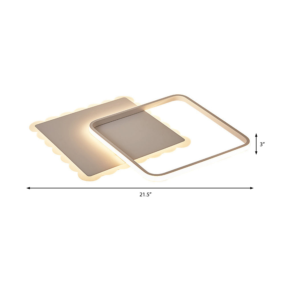 Modern LED Flush Mount Ceiling Light with Overlapping Acrylic Panels in White Bronze