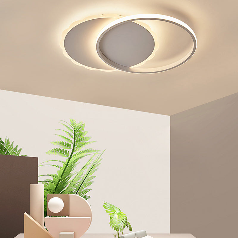Modern LED Flush Mount Ceiling Light with Overlapping Acrylic Panels in White Bronze