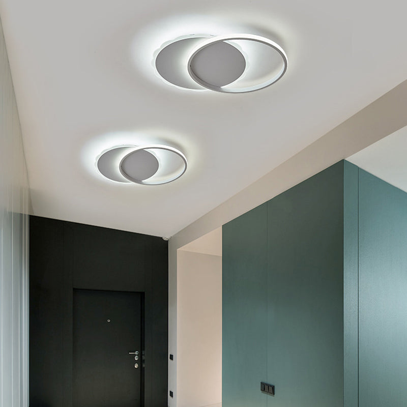 Modern LED Flush Mount Ceiling Light with Overlapping Acrylic Panels in White Bronze