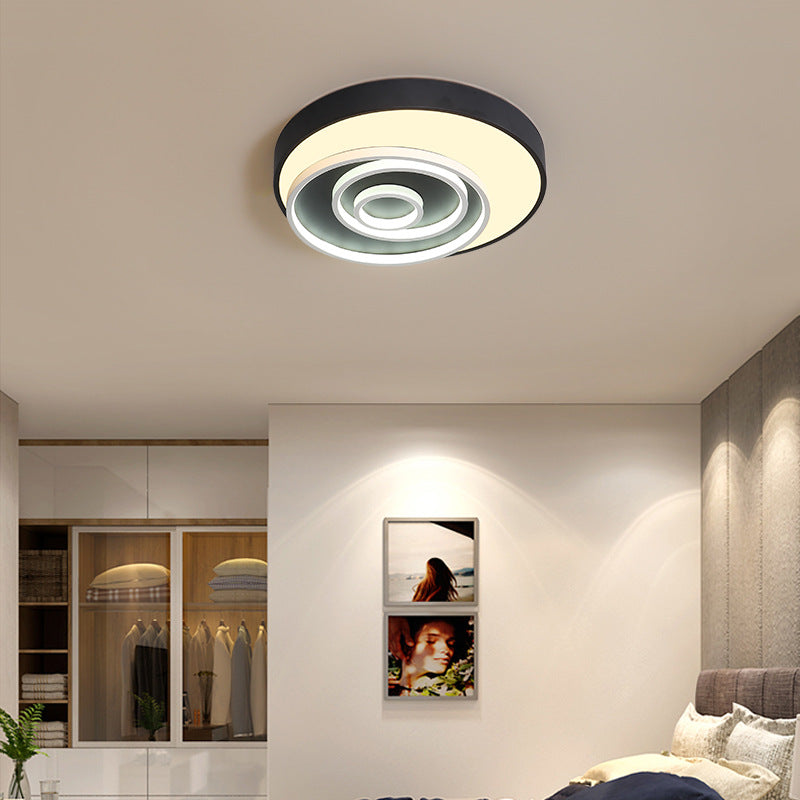 16"/19.5" Multi-Ring Flush Mount Fixture in Black - Acrylic, 1 Light, Round, Ceiling Lights with Warm/White/Natural Glow