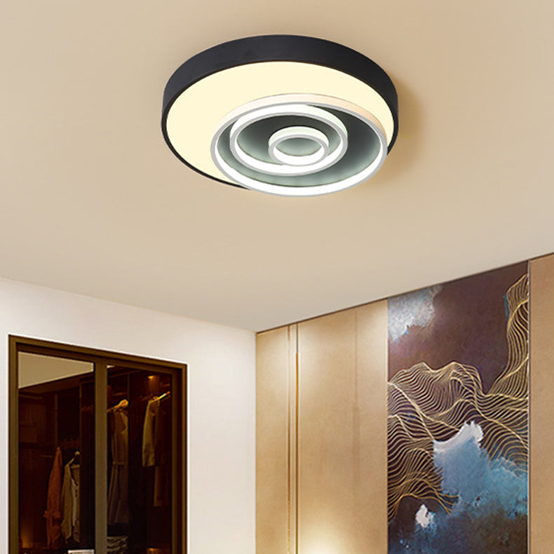16"/19.5" Multi-Ring Flush Mount Fixture in Black - Acrylic, 1 Light, Round, Ceiling Lights with Warm/White/Natural Glow