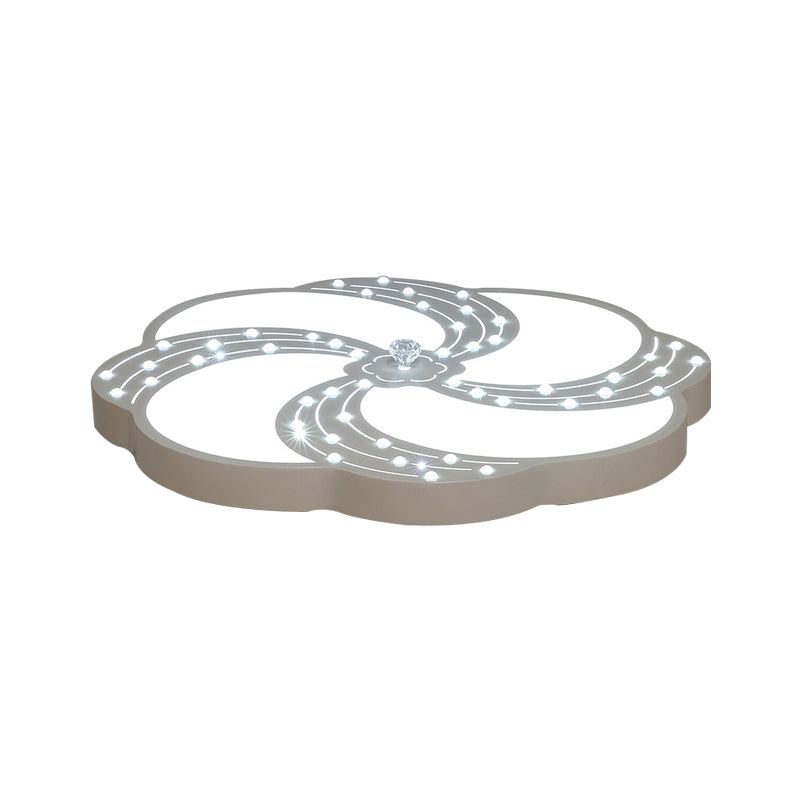 Modern White Acrylic Swirl Flushmount Lights - 18"/19.5"/31.5" Creative Flush Mount Light for Bedroom in Warm/White
