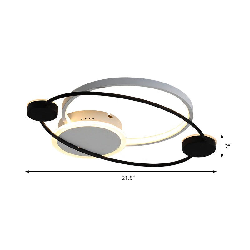 Orbit Integrated LED Flush Light – Warm/White – Metal & Acrylic – Nordic Style – Black & White/Gray