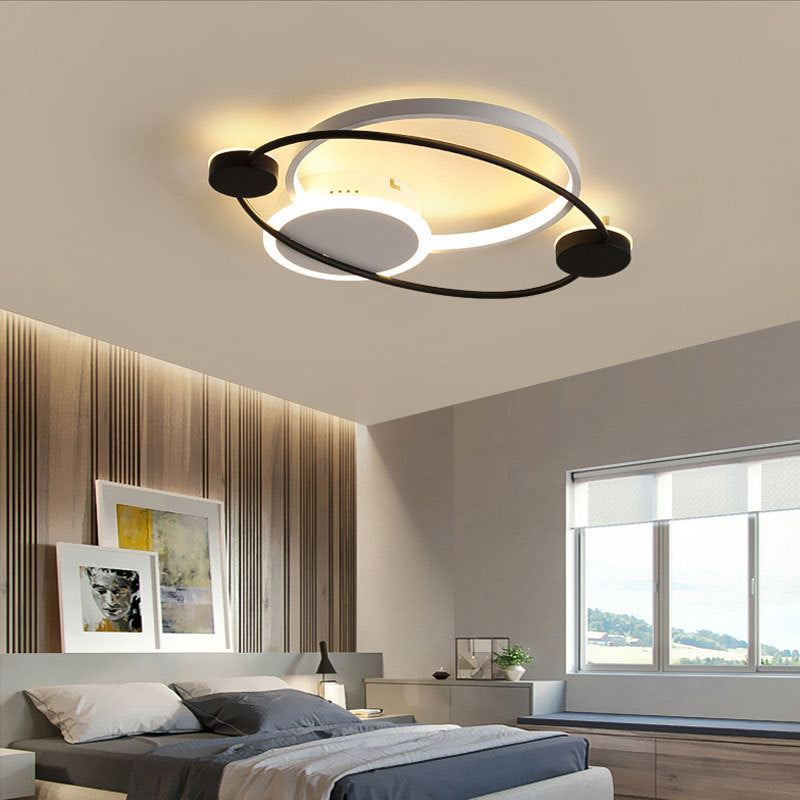 Orbit Integrated LED Flush Light – Warm/White – Metal & Acrylic – Nordic Style – Black & White/Gray