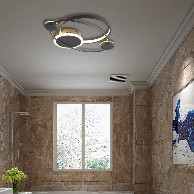 Orbit Integrated LED Flush Light – Warm/White – Metal & Acrylic – Nordic Style – Black & White/Gray