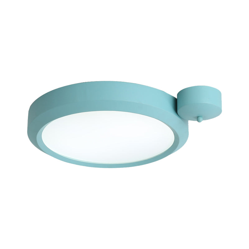 Nordic Style Round Flushmount LED Ceiling Light in Blue/Red/Yellow with Metal Finish - Available in 20.5" and 25" Sizes